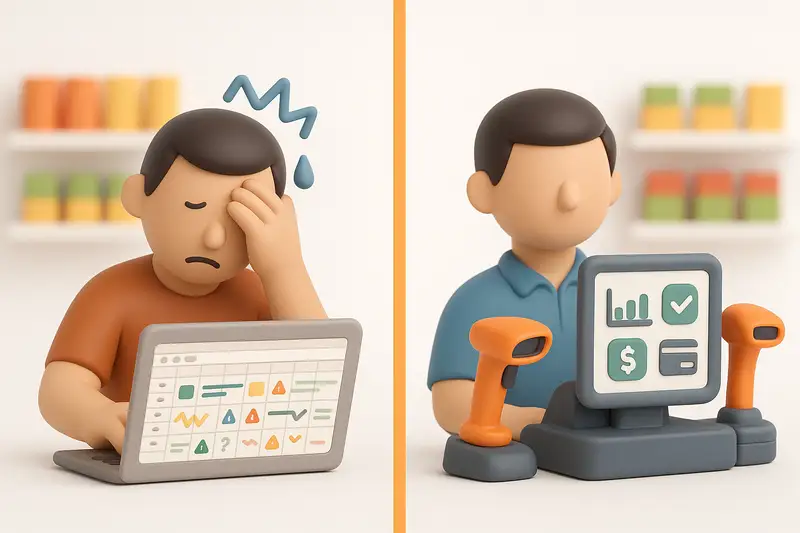 مقایسه مدیریت فروش با اکسل و نرم‌افزار حسابداری فروشگاهی