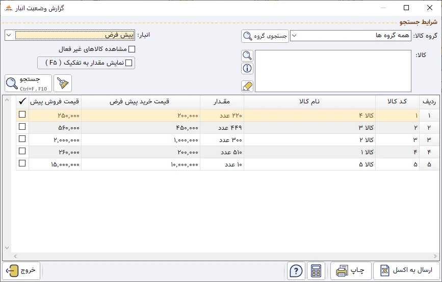 گروه گزارشات انبارداری